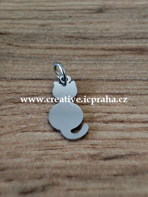 přívěšek Kočka 17x7,5mm - ocel 201